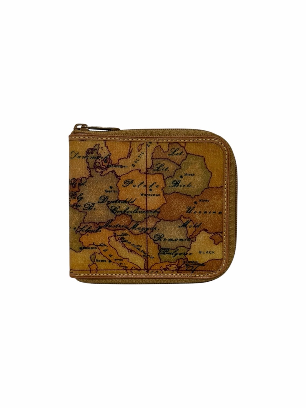 Alviero Martini Tan Map Leather Wallet